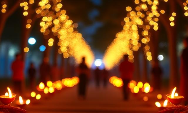 Colorful Diwali celebration at a community park